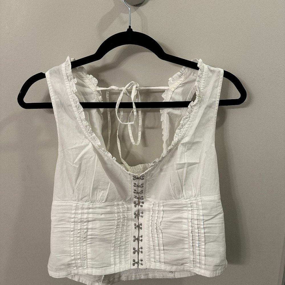 Free People White Amelia Corset with Front Hooks Women's M